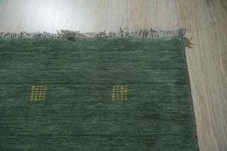 Hand-Knotted Wool Green Contemporary Transitional Rug, 9'x12'