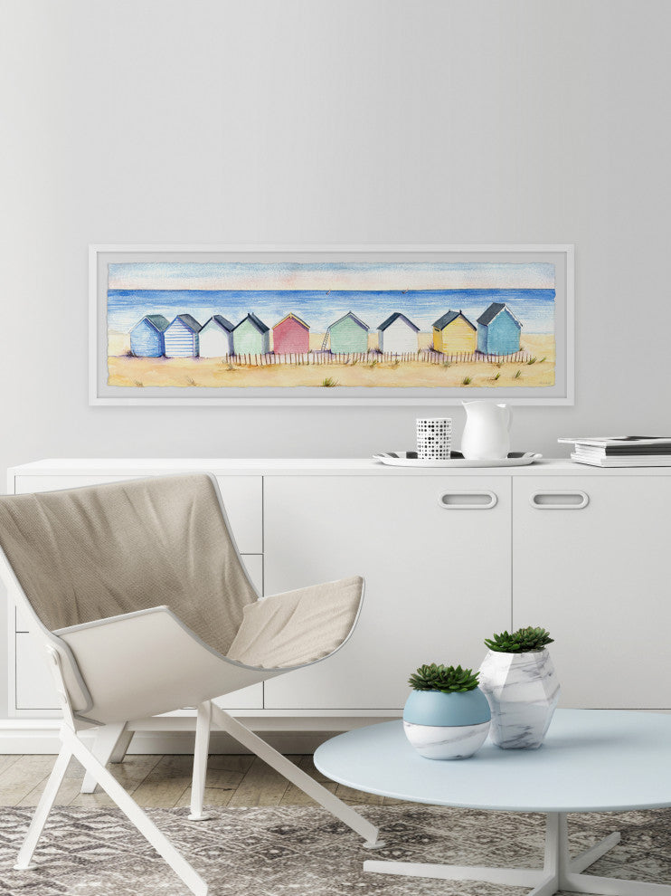"Beach Please" Framed Painting Print, 30x10