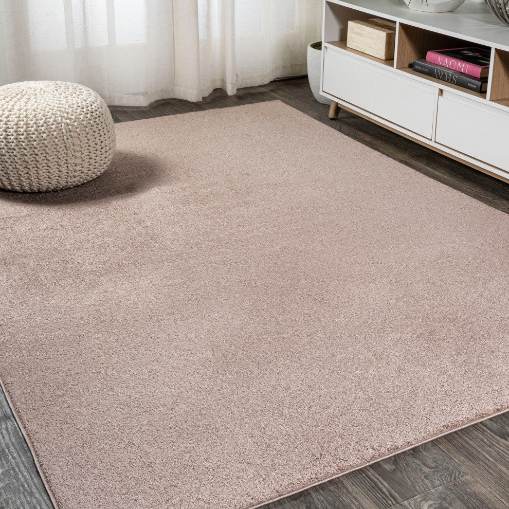 Haze Solid Low-Pile Runner Rug, Brown, 9 X 12