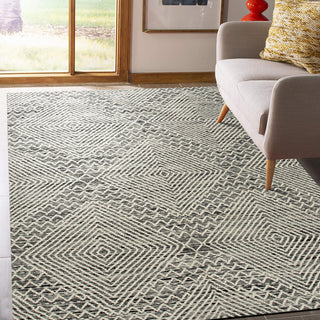 Handwoven Wool Black Contemporary Geometric Punja Killim Rug, 2'x8'