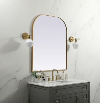 Metal Frame Arch Mirror 36X42 Inch, Brass