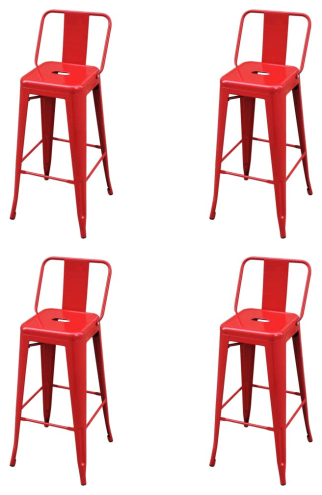 vidaXL Bar Stools 4 pcs Red Steel