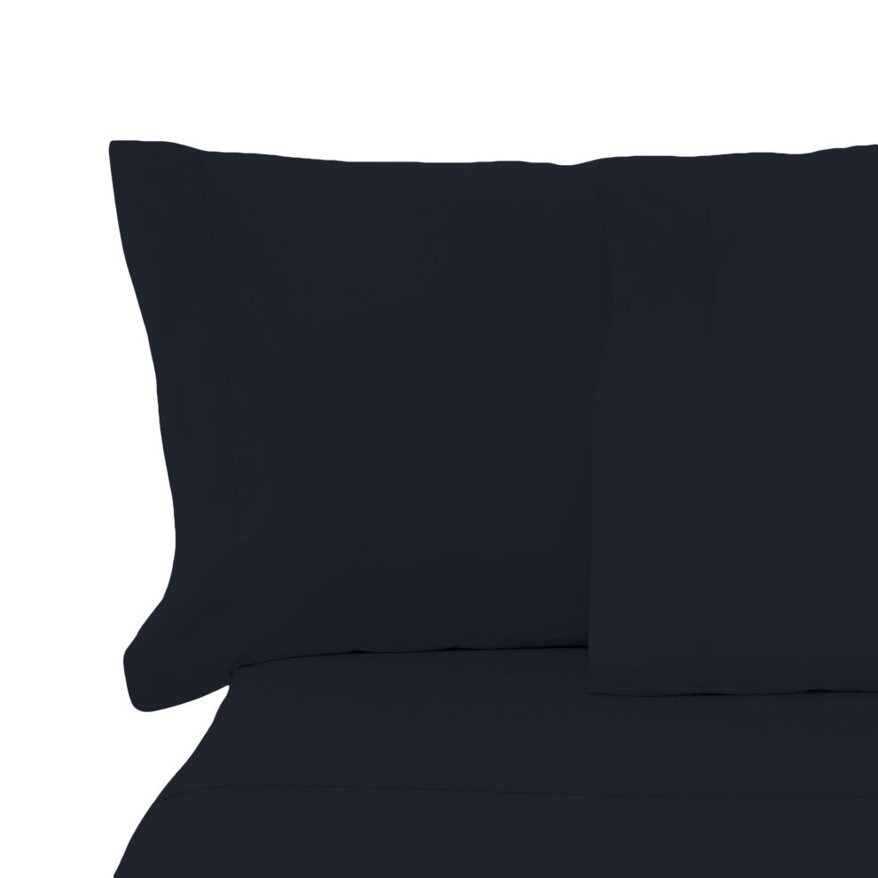 6-Piece 1800 Cotton Bamboo 4 Pillowcases Sheet Deep Pocket, Black, Full / Double