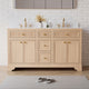 Solid Wood Bathroom Vanity with Carrara White Quartz Top, CUPC-certified Sink, 60"
