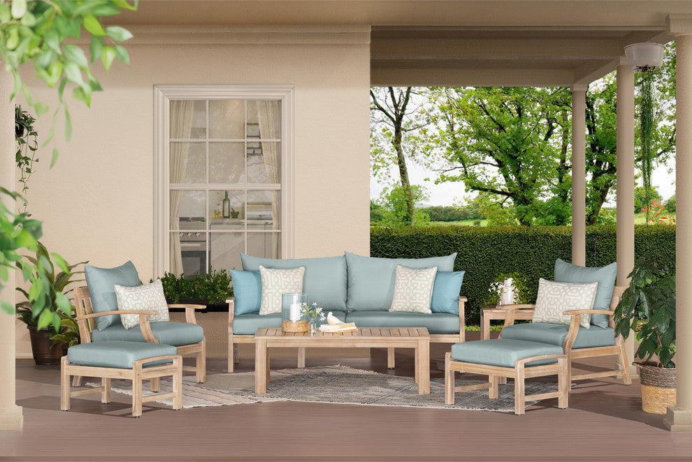 Kooper 7 Piece Sunbrella Outdoor Patio Seating Group, Spa