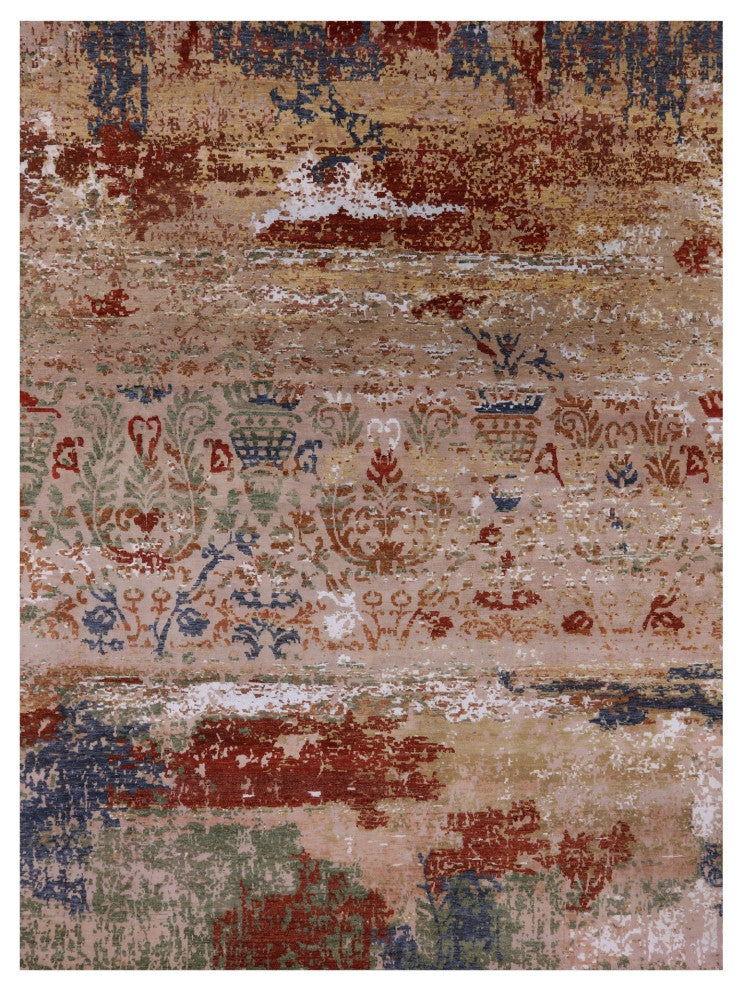 8' 11" X 11' 11" Persian Hand-Knotted Wool and Silk Rug Q6345