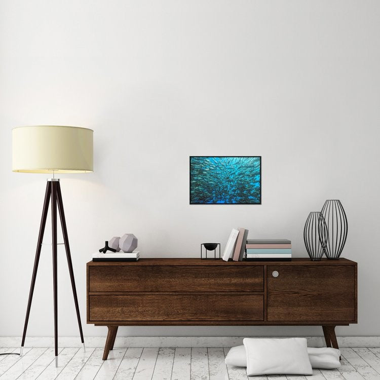 "Splitted School Of Jackfish" Framed Canvas Giclee by Henry Jager, 23x16"