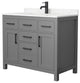Beckett 42" Dark Gray Single Vanity, Carrara Cultured Marble Top, Black Trim