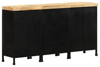 vidaXL Sideboard Rough Mango Wood with Black Frame