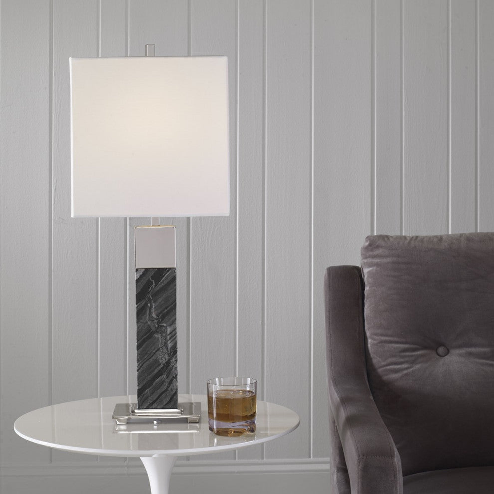 Uttermost Pilaster Marble Table Lamp 30060-1, Black