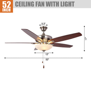 52-inch Polished Nickel Modern Ceiling Fan with Light