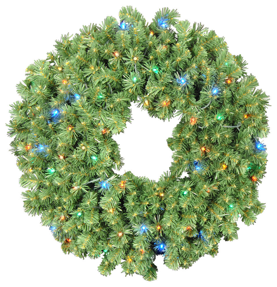 4' Sequoia Wreath Pre-Lit With Multi Colored LEDs