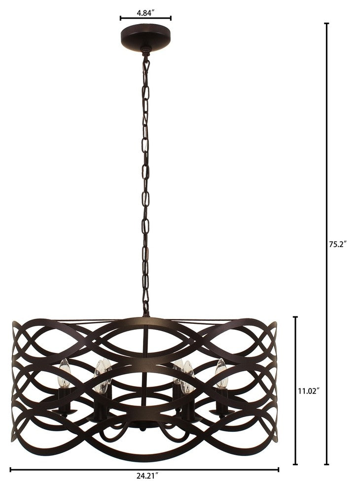 Chloe Lighting Transitional 6 Light Oil Rubbed Bronze Ceiling Pendant, 24"