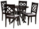 Cleo Modern Gray Fabric and Dark Brown Wood 5-Piece Dining Set