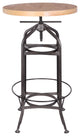 Round Ash Veneer Table With Adjustable Height Matte Gunmetal Round Base,  24"