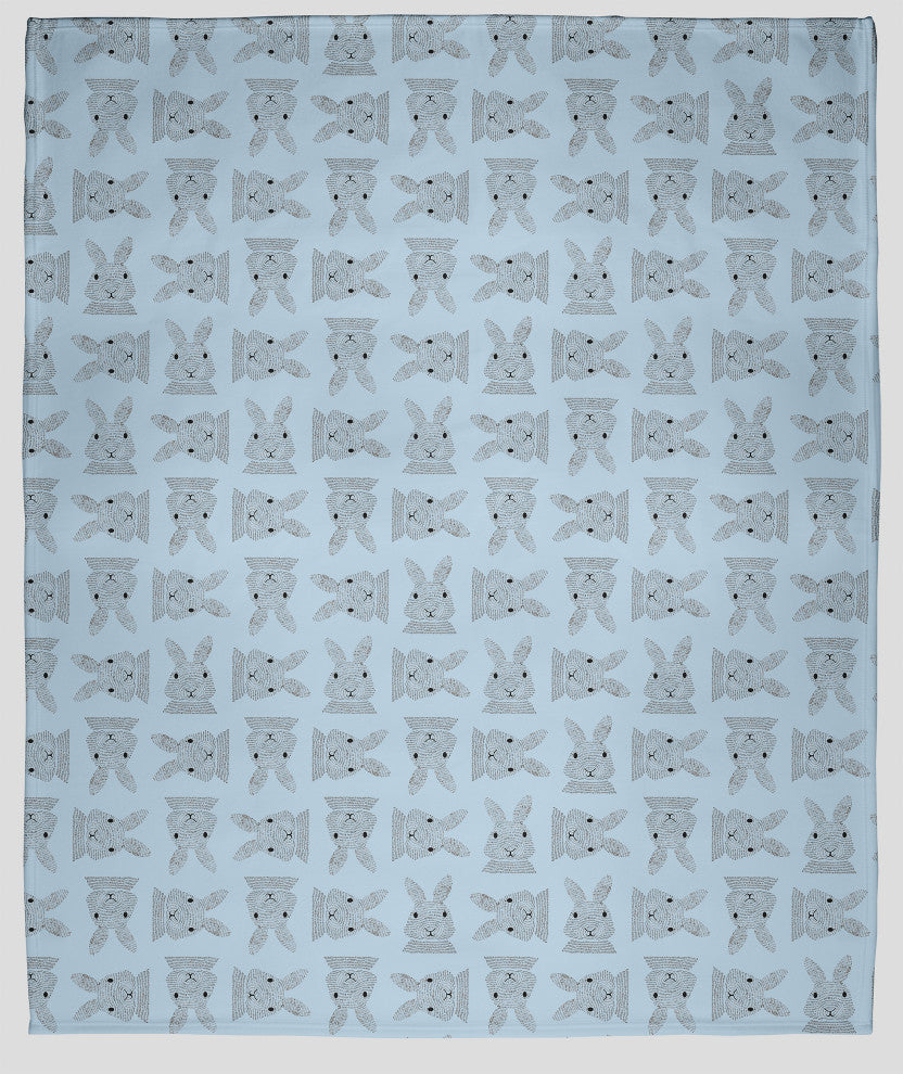 60 x 80 in Criss Cross Easter Bunnies Throw Blanket, After Rain Blue