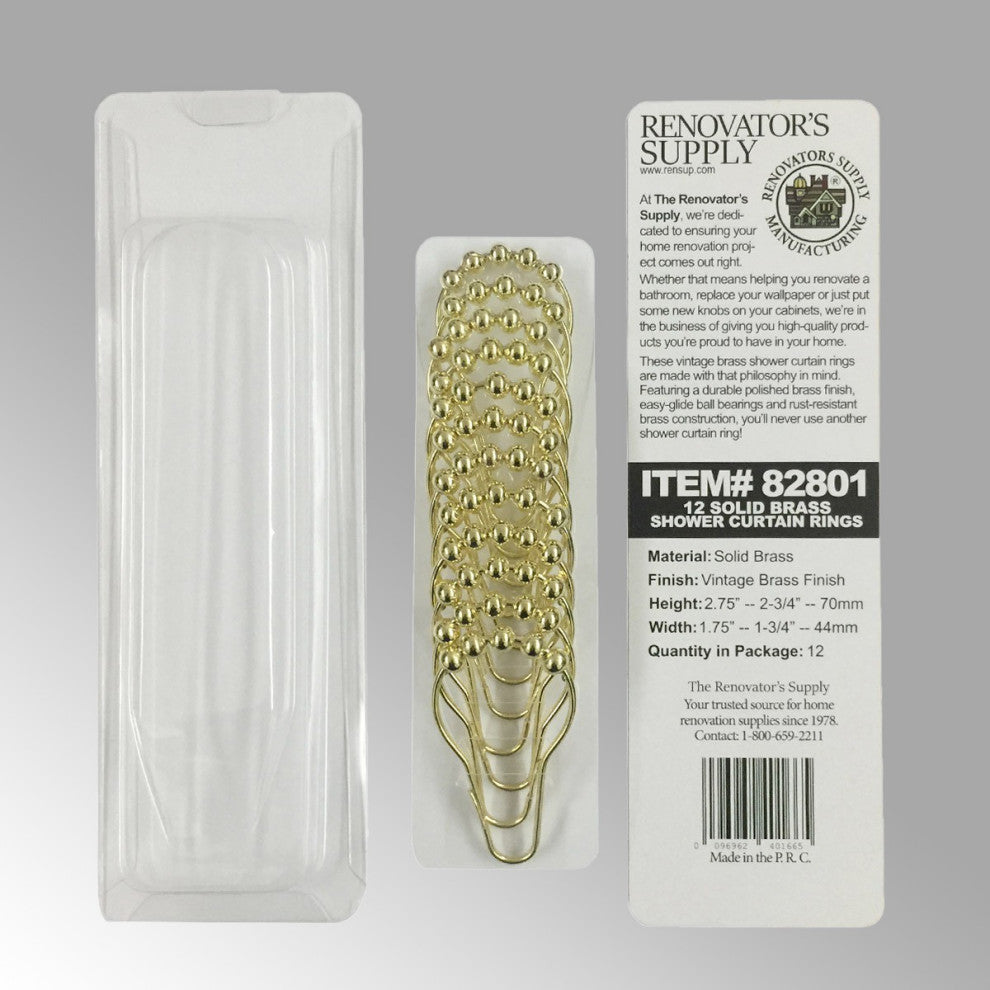 Brass Shower Curtain Ring Roller Ball Set Of 12