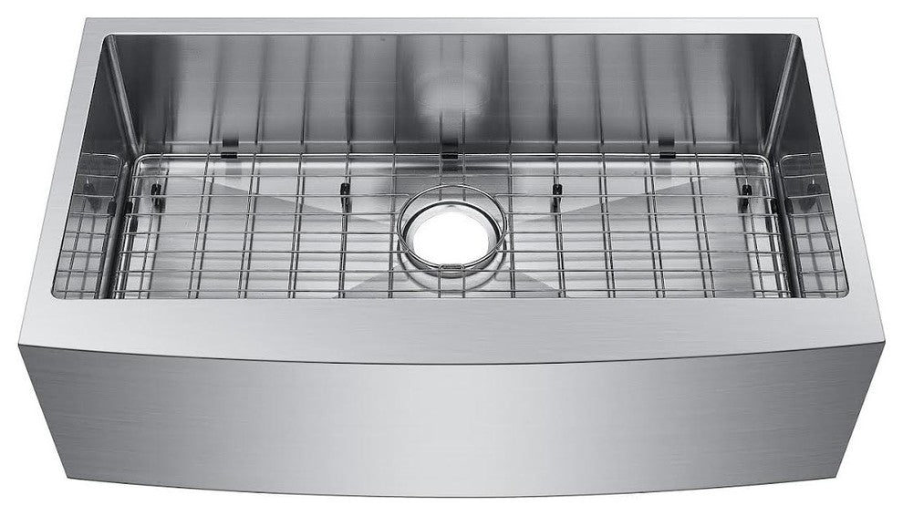 30" Farmhouse Apron Single Bowl 304 16 Gauge Kitchen Sink With Grids