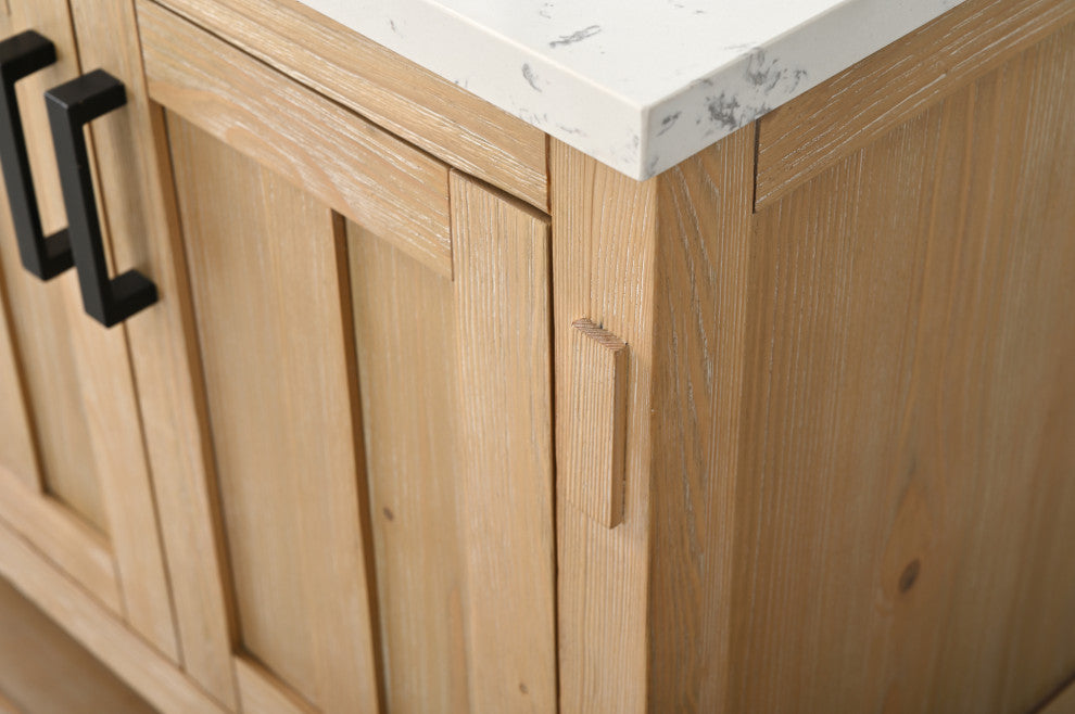 Harvey Farmhouse Bathroom Sink Vanity - Teak White, 60"