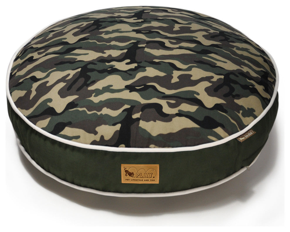 Round Bed Camouflage, Green, Small