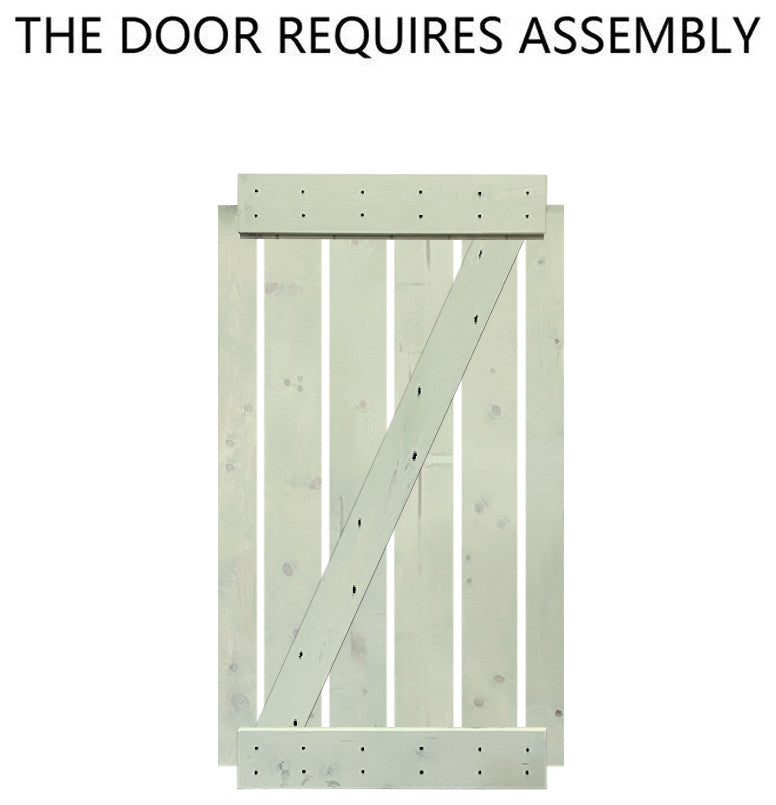 Stained Solid Pine Wood Sliding Barn Door, Sage Green, 30"x84", Z Bar