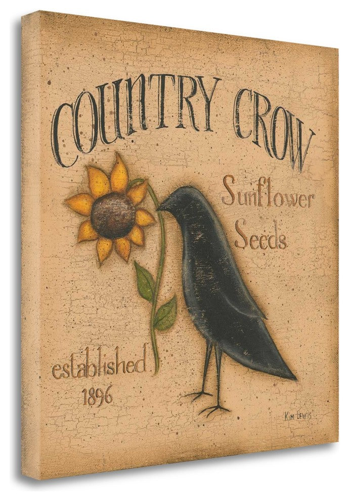 "Country Crow" By Kim Lewis, Giclee Print on Gallery Wrap Canvas, Ready to Hang