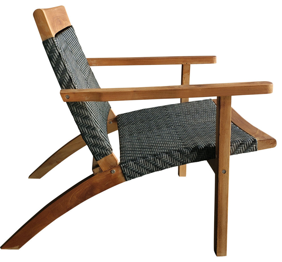 Teak Wood Paris Outdoor Patio Lounge and Dining Chair, Gray