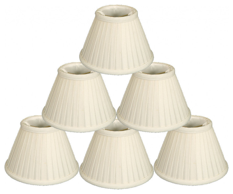 Pleated Empire Chandelier Lampshade Size 6, White, Set of 6