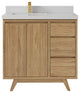 Madison  Teak 36 Left Offset Bath Vanity Golden Teak 2" Carrara Marble