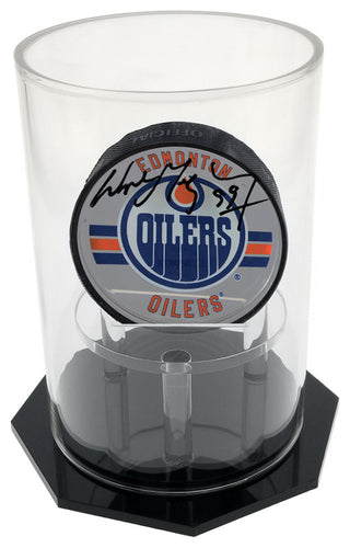 OnDisplay Deluxe UV-Protected Hockey Puck Display Case - Round Black Base