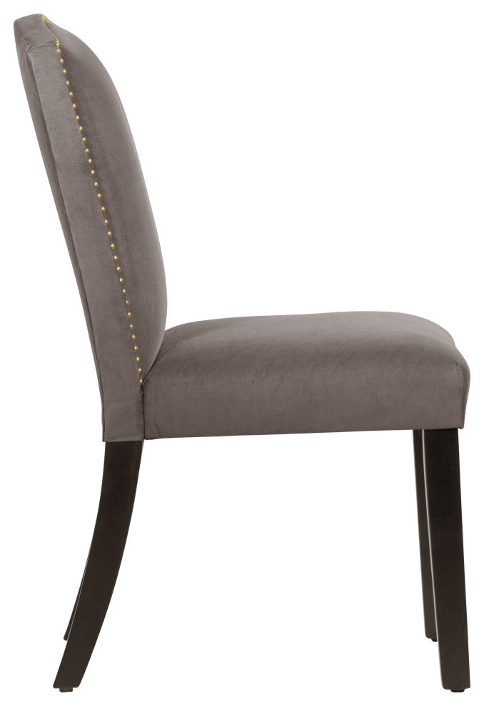 Powell Nail Button Camel Back Dining Chair, Regal, Gray
