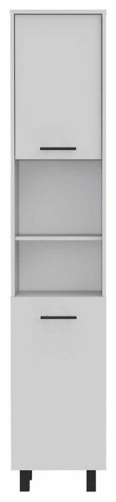 Sheffield Pantry Kitchen Cabinet, with Two Cabinets and Two Open Shelves - White