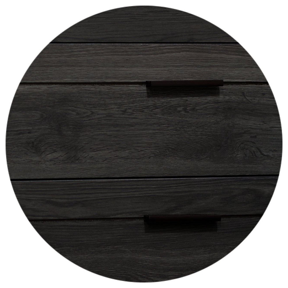 Contemporary Double Dresser, Asymmetrical Design With 6 Drawers, Gray Oak