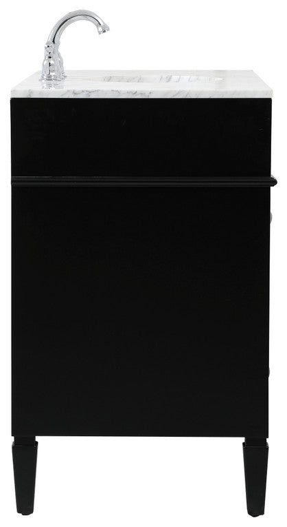 Home Living Vanity with Carrara White Marble Countertop, Black, 42", Single Sink