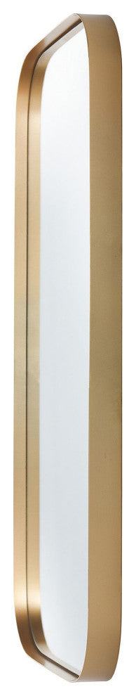 Minimalist Mirror Curved Edge Rectangle Mirror Gold Frame
