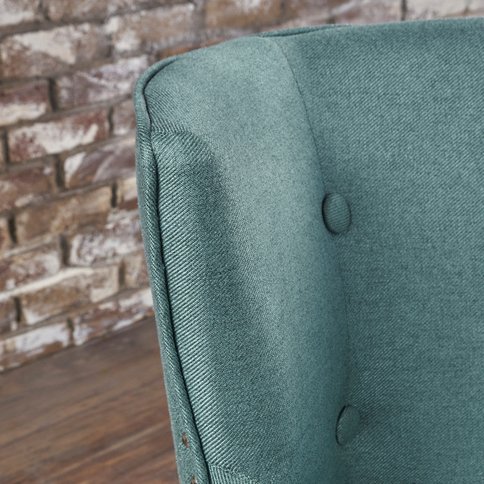 GDF Studio Adelina Contemporary Upholstered Accent Chair with Nailhead Trim, Dark Teal
