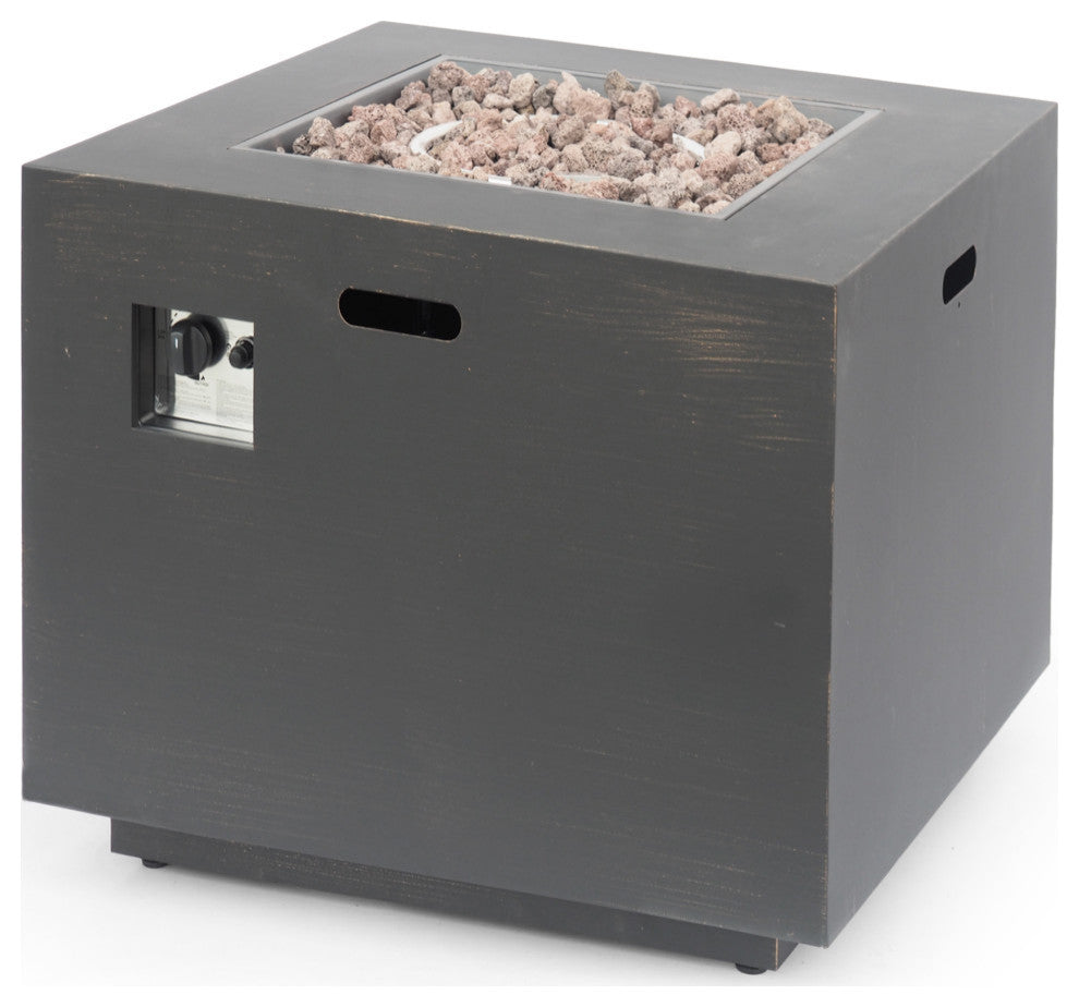 Jairo Outdoor 33" Square Fire Pit, Brushed Brown