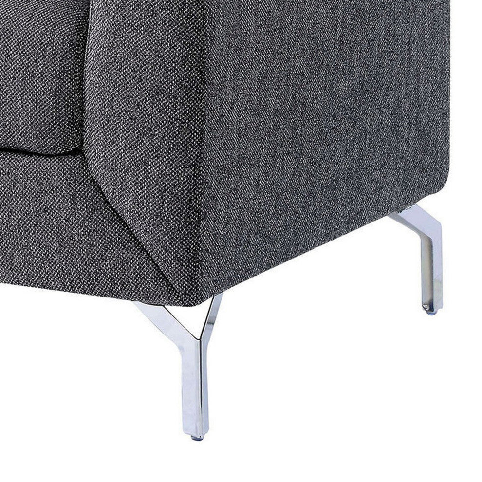 Benzara BM233864 Transitional Style Chair With Block Cushion Seat, Gray