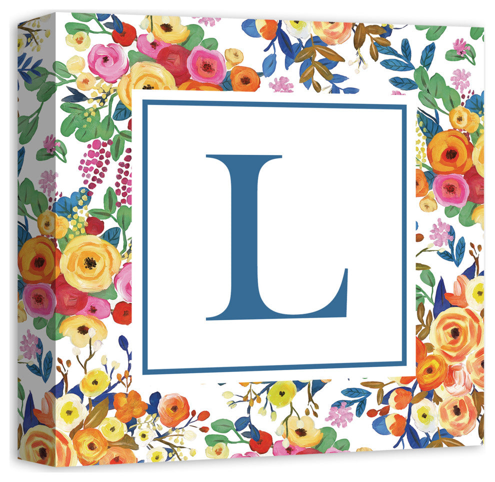 Wildflower Monogram - L 12x12 Canvas Wall Art