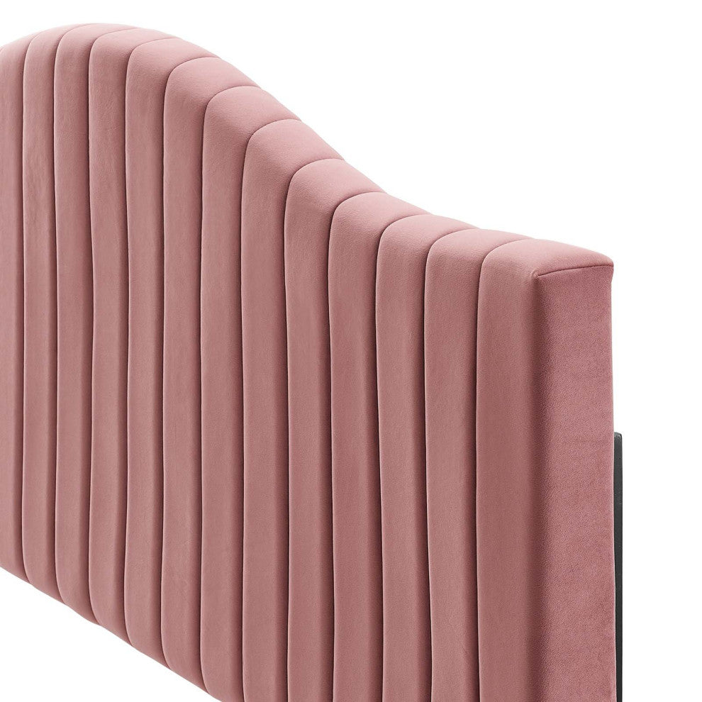 Tufted Headboard, Twin Size, Velvet, Pink, Modern Contemporary, Bedroom Master