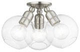 Downtown 3 Light Brushed Nickel Sphere Semi-Flush