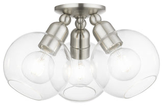 Downtown 3 Light Brushed Nickel Sphere Semi-Flush