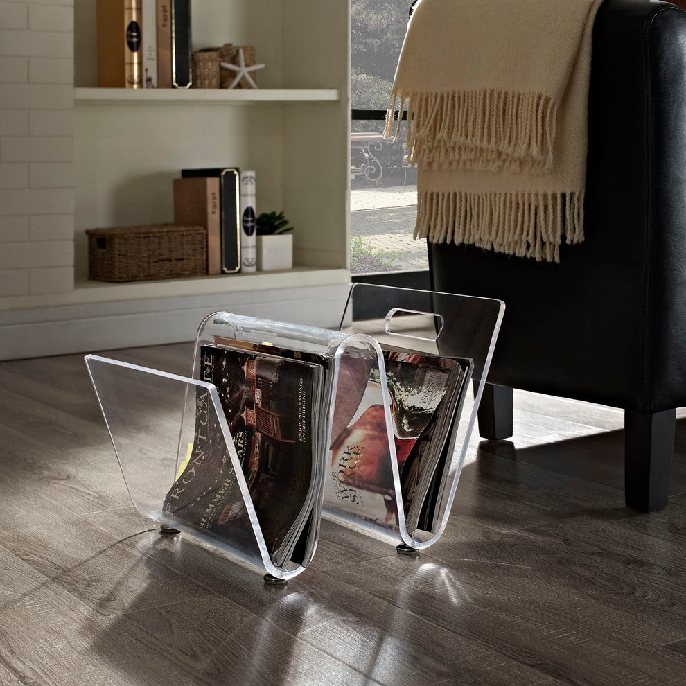 Modern Contemporary Living Room Magazine Holder Clear