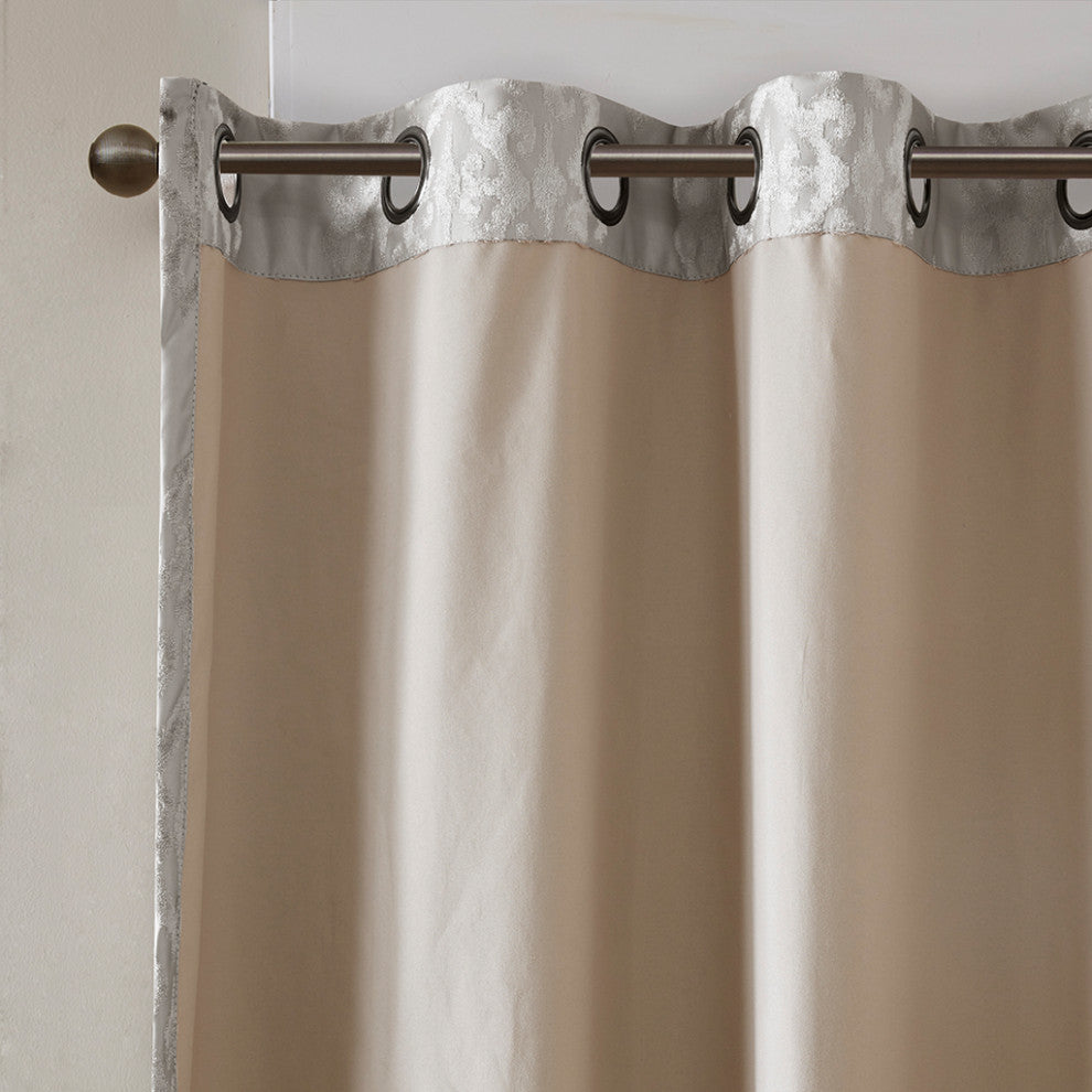 SunSmart Mirage Knitted Jacquard Damask Total Blackout Grommet Top Curtain Panel