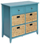 HomeRoots 30" X 13" X 28" Teal Wood Veneer 6 Drawers Accent Chest