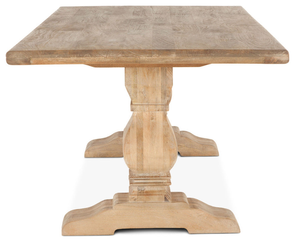 French Farmhouse Solid Wood Trestle Dining Table 72"