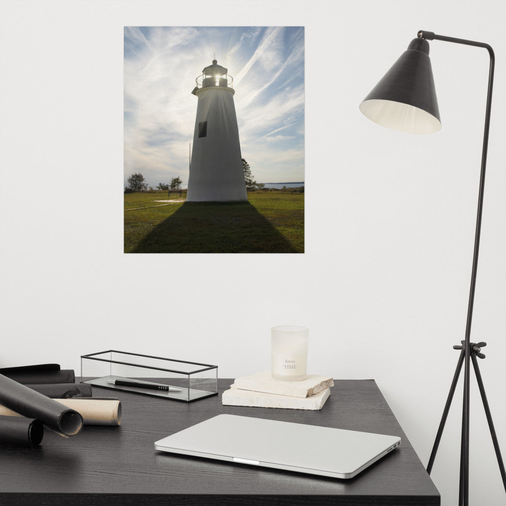 Turkey Point Lighthouse with Sun Flare Unframed Wall Art Prints, 16" X 20"