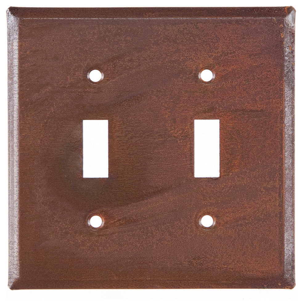Double Switch Cover Unpierced in Rustic Tin