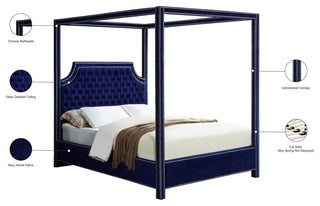 Rowan Velvet Upholstered Bed, Navy, Queen