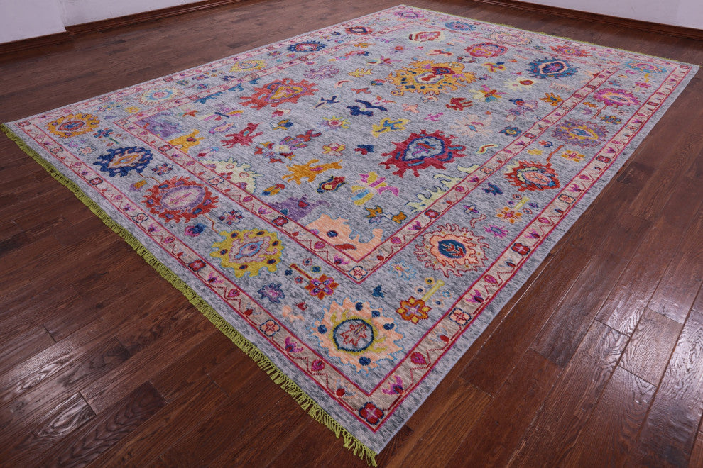 10' 3" X 13' 9" Hand Knotted Turkish Oushak Wool Rug - Q14790
